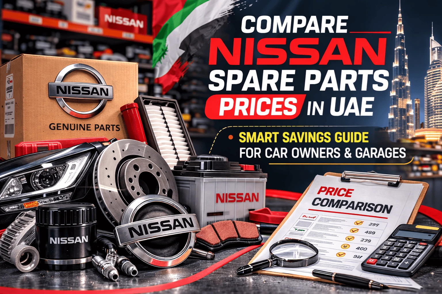 compare nissan spare parts prices UAE buyer guide infographic