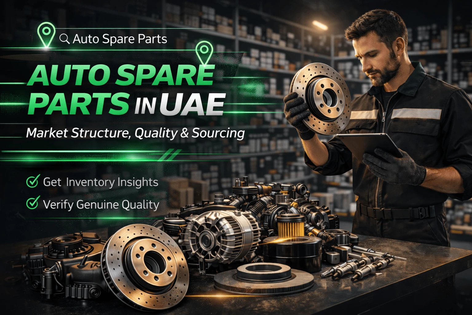 professional mechanic checking vehicle spare parts UAE