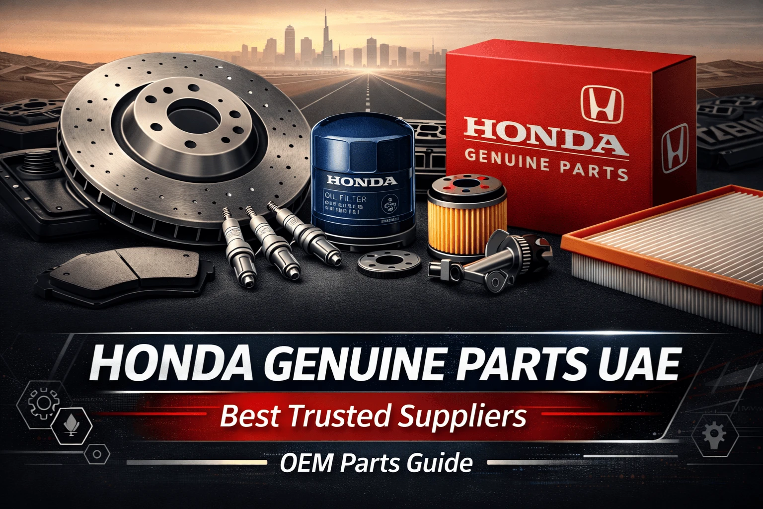 original Honda car parts displayed in UAE auto parts store