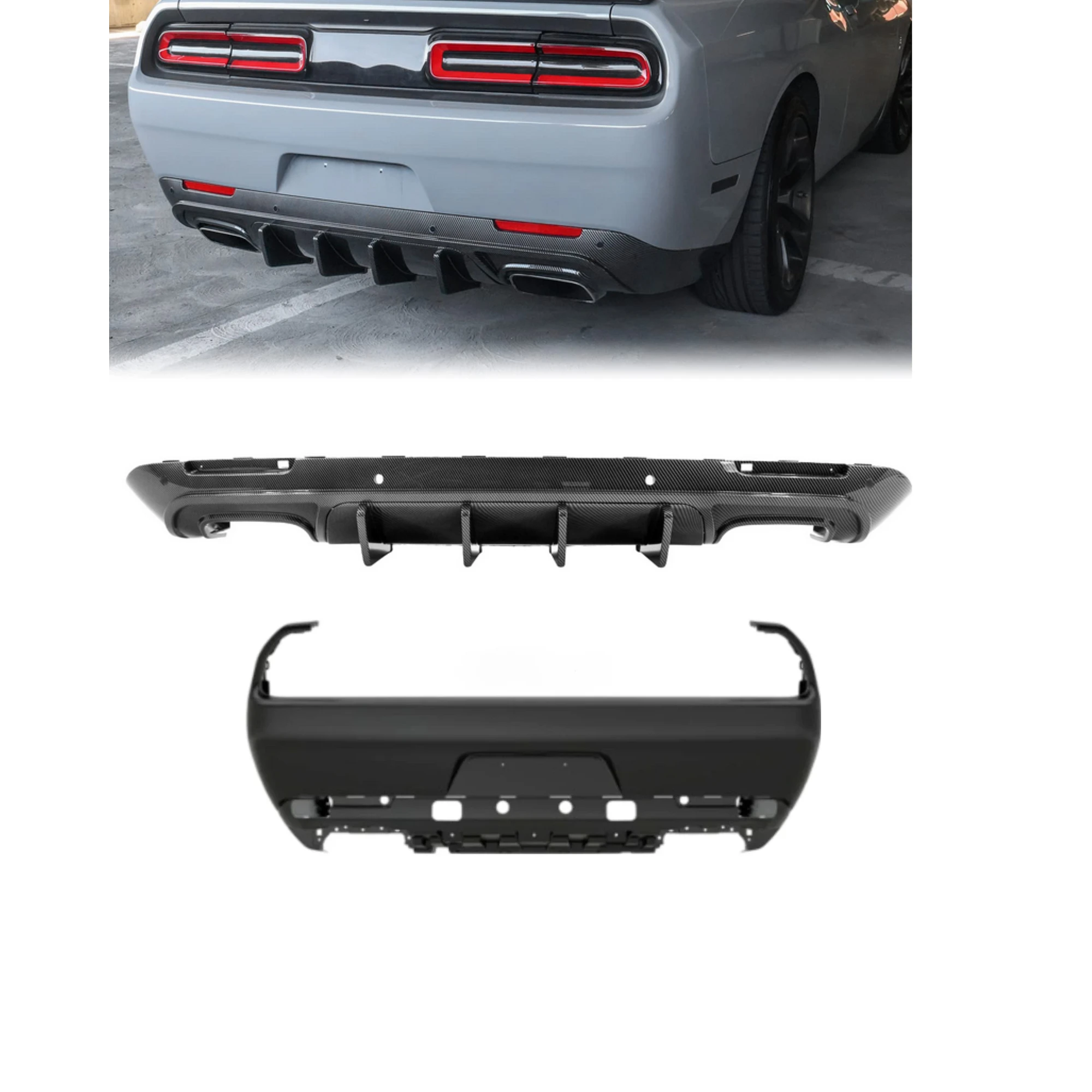 Dodge Challenger 2015-2016-2017-2018-2019-2020-2021-2022-2023 Rear Bumper Hellcat SRT- Back Bumper
