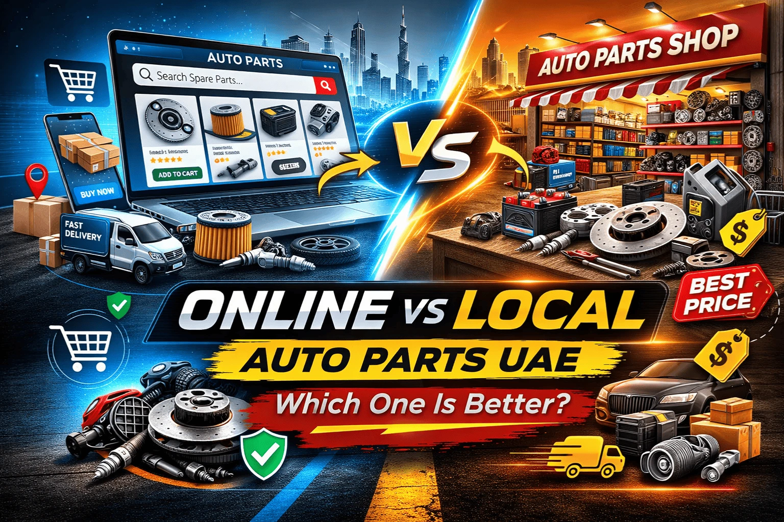 online vs local auto spare parts market comparison UAE