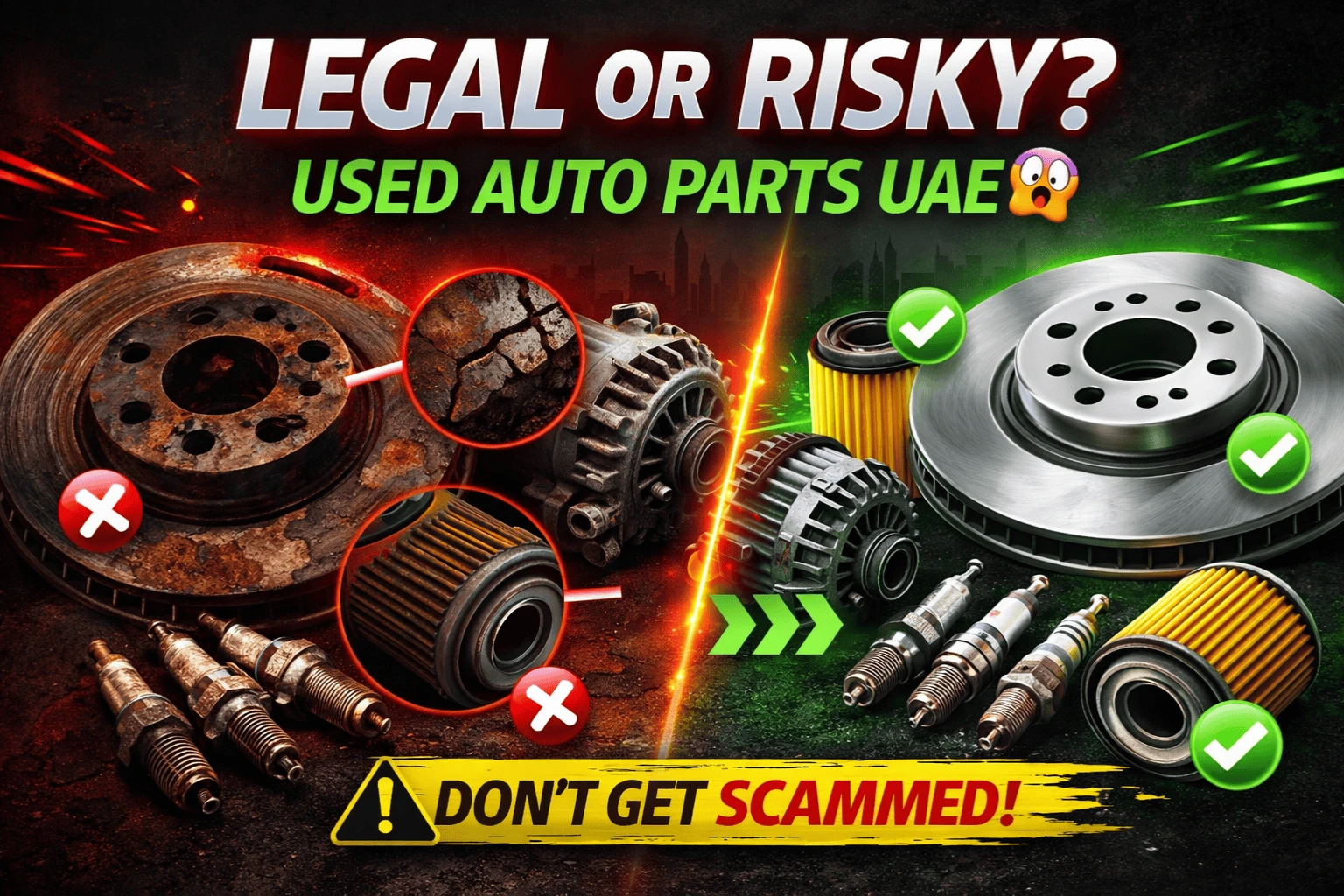 used auto parts UAE good vs damaged comparison